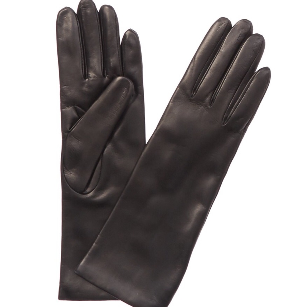 Portolano Leather and Cashmere Black Gloves - NWT